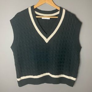 Oak and Fort Oversized Green Knit Sweater Vest XS
